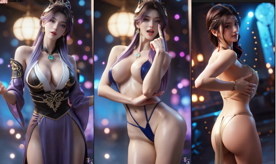 AI动画Black128x 柳七月 蛇舞+紫灵 短裙+丁雪 漫画图集 PC端 预览图