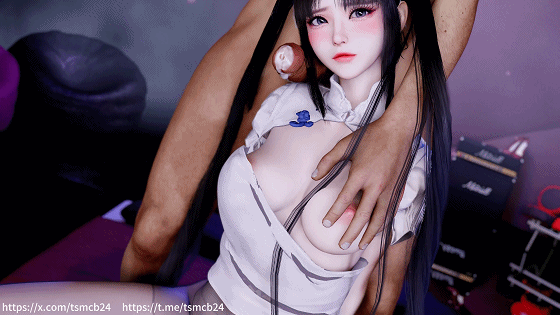 VAM 天使没翅膀：赵灵儿 比比安慕希 性感深色造型双马尾少女M腿 4K60 动漫视频 预览图