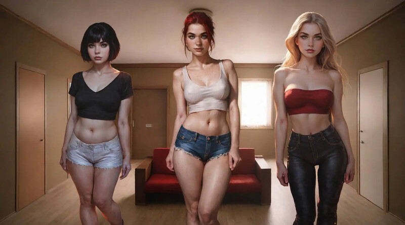 初始 欧美SLG/AI生成/汉化 三只小鸡和一个失败者诅咒大厦（Three chicks and a Loser T PC端 汉化版 预览图