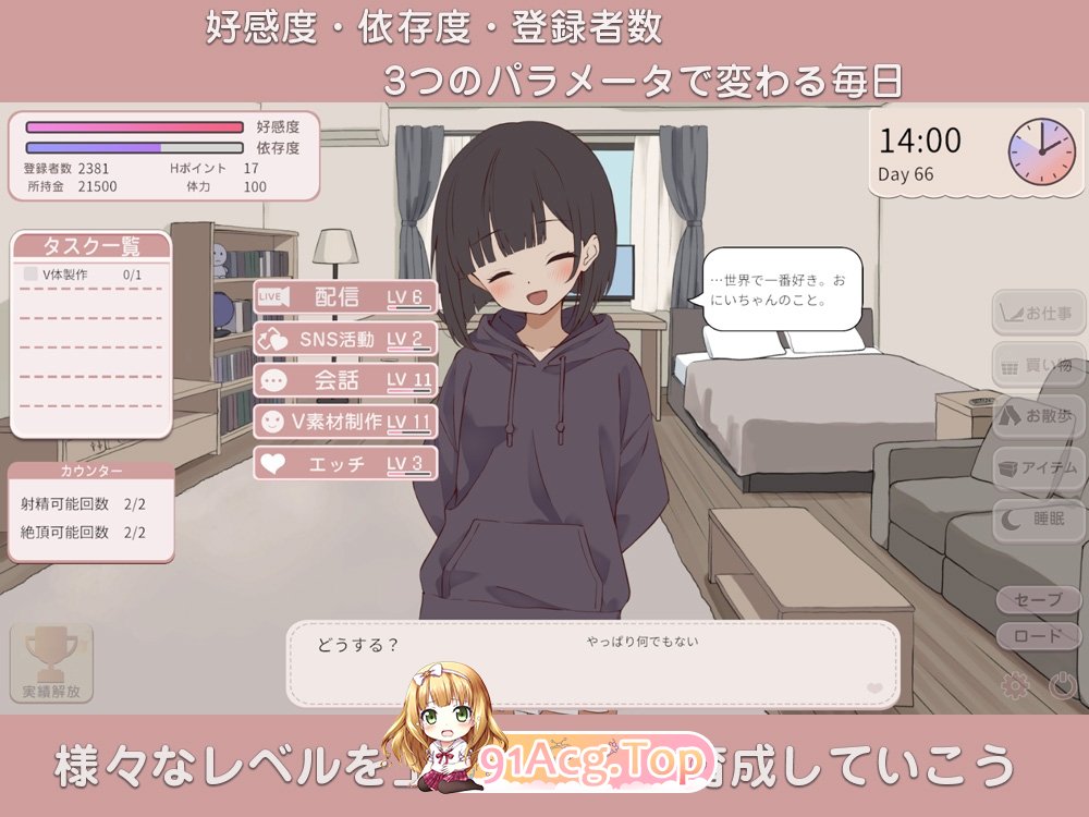 新汉化[日式SLG/Live2D/日常/生活] 突然同居的表妹似乎要成为VTuber了—只有我知道的秘密真面目— v1.06 PC端 AI汉化版 预览图
