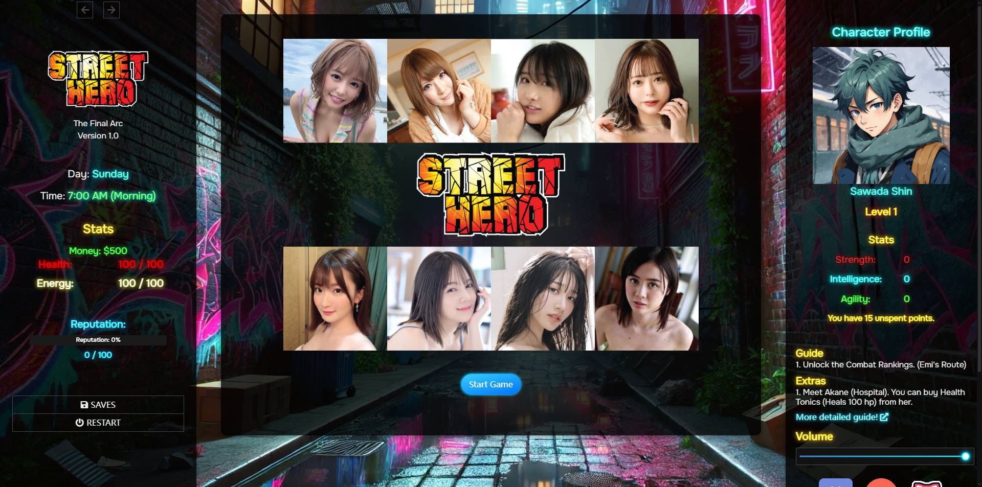 街头英雄/Street Hero V0.8 浏览器汉化 PC端 汉化版 预览图