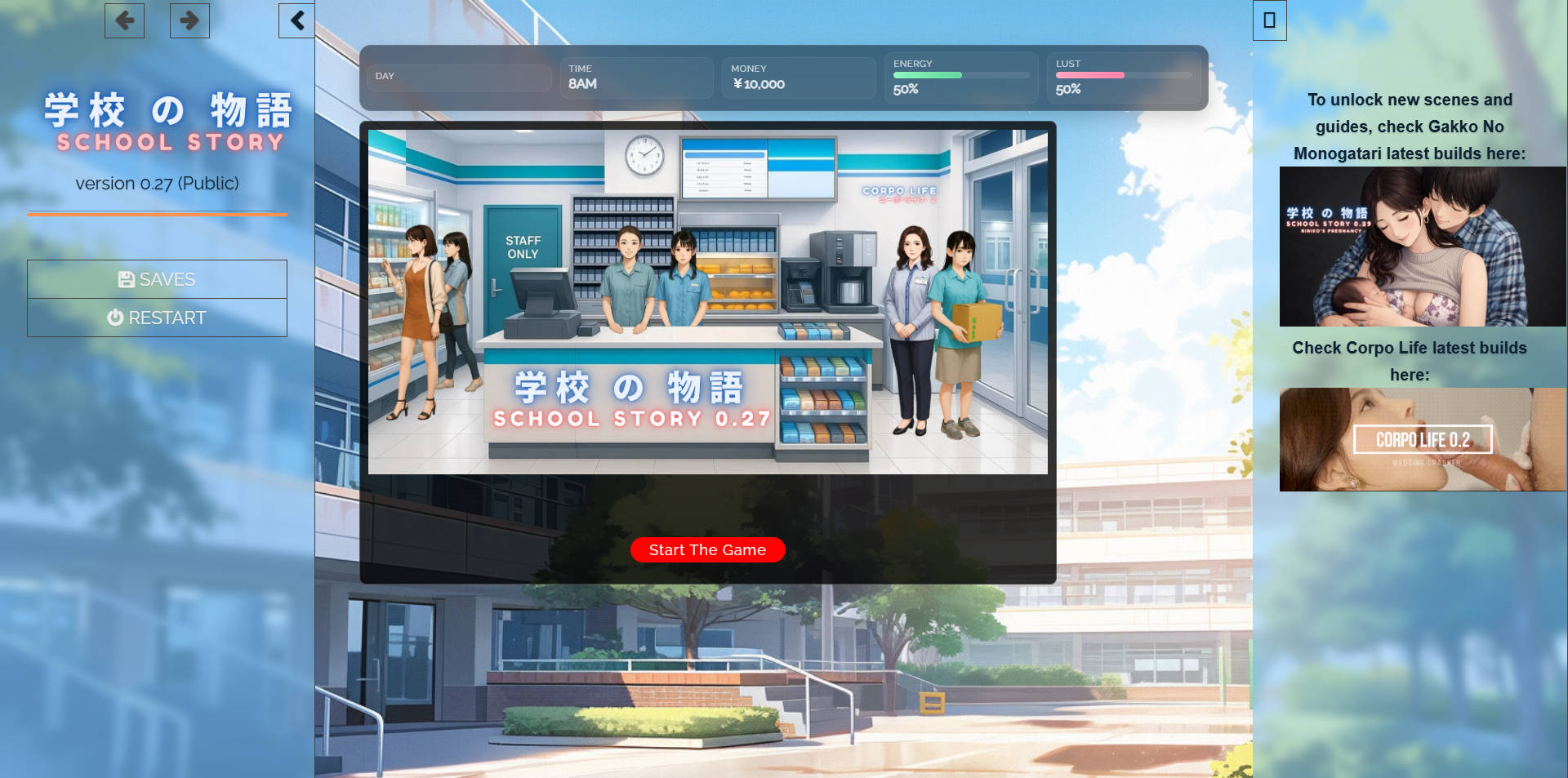 学校の物语 Gakko No Monogatari V0.27 浏览器汉化 PC端 汉化版 预览图
