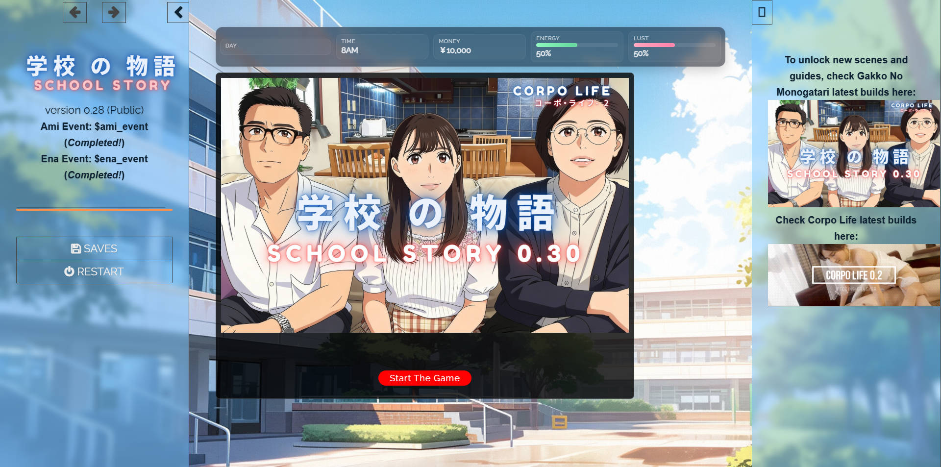 学校の物语 Gakko No Monogatari V0.28 浏览器汉化 PC端 汉化版 预览图