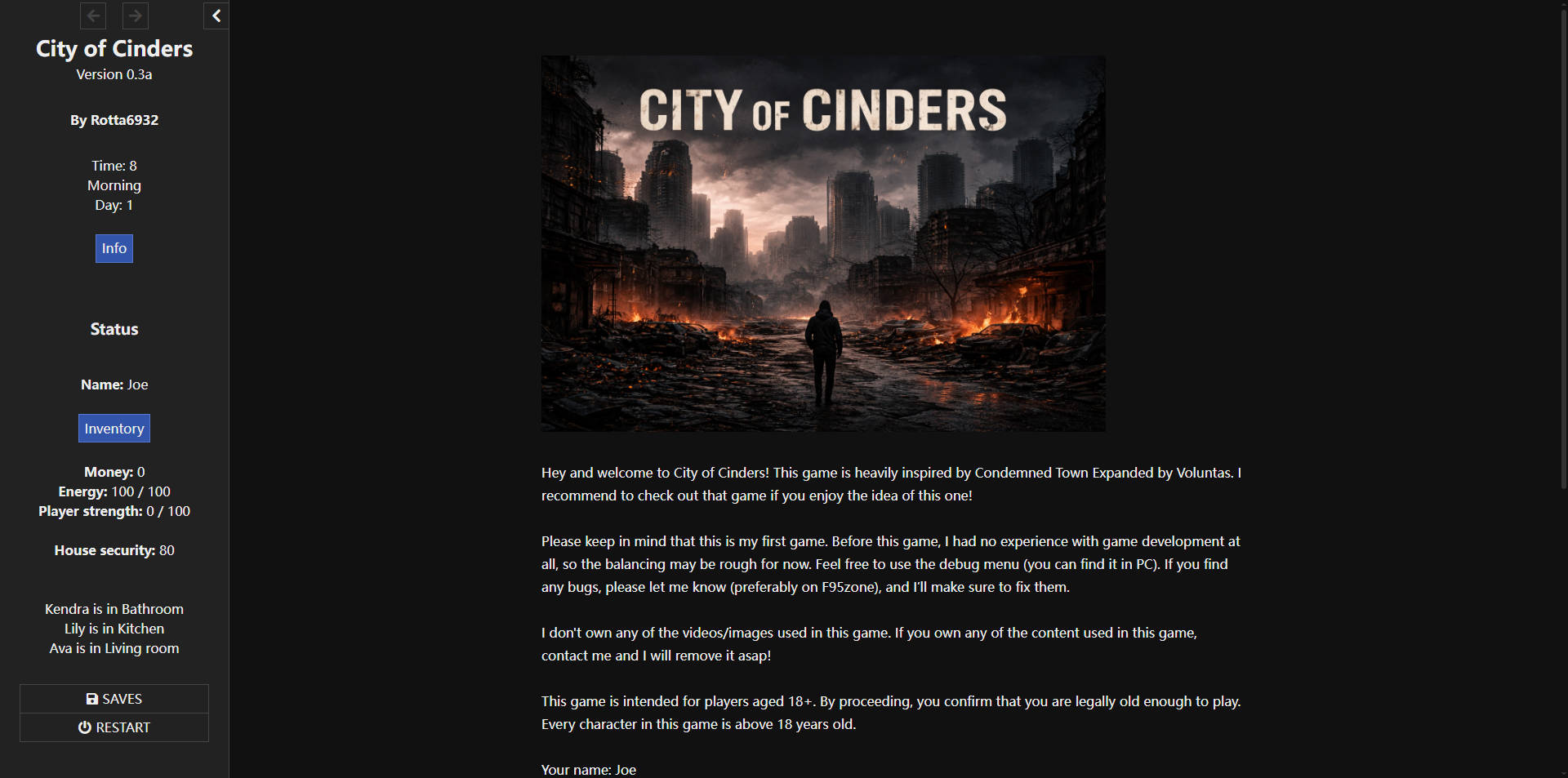 City of Cinders v0.3a 浏览器汉化 PC端 汉化版 预览图