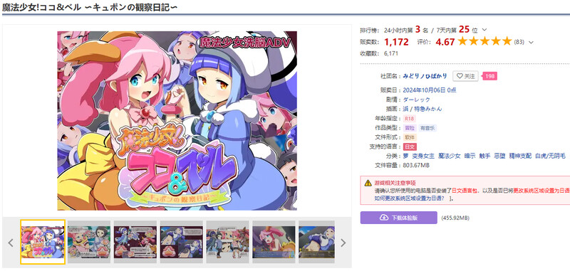魔法少女！可可&佩尔 ～丘胖的观察日记～（魔法少女!ココ&amp PC端 更新版 预览图
