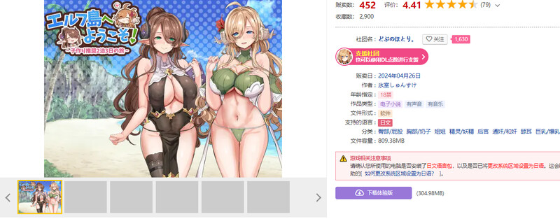 欢迎来到精灵岛！～推荐生育孩子的2天3夜之旅～ エルフ島へようこそ!～子作り推奨2泊3日の旅～ 机翻版 PC端 汉化版 预览图