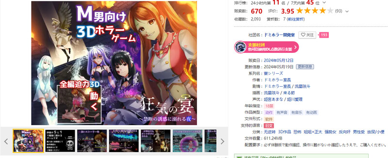 疯狂盛宴～沉浸在禁忌诱惑中的夜晚～ 狂気の宴 ～禁断の誘惑に溺れる夜～ V0518 机翻版 PC端 预览图