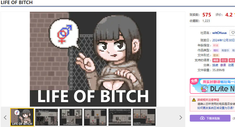 DL12月新作 探索SLG/像素全动态/汉化 婊子的生活（LIFE OF BITCH）V1.0 机翻汉化 PC端 AI汉化版 预览图