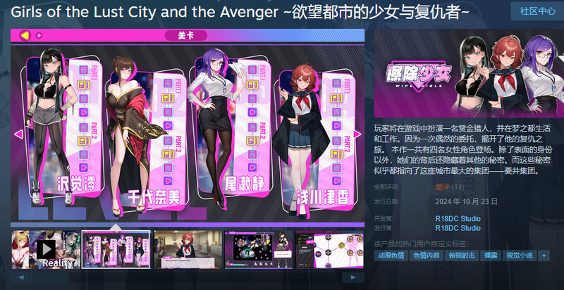 ST10月新作 休闲SLG/消除/互动/动态 擦除少女~欲望都市的少女与复仇者~（Wipe Girl 1） STEAM官 PC端 更新版 预览图